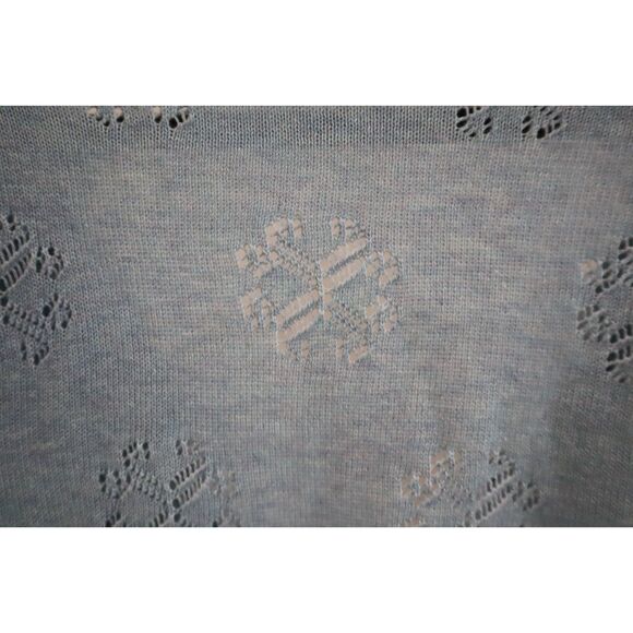 Anthropologie Guinevere Women's Sz M Blue Pointelle Ruffled Curly Top Cardigan - Picture 7 of 12